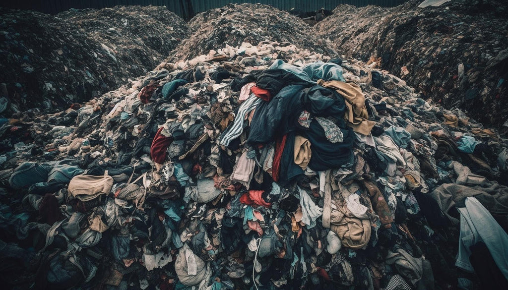 pile of discarded clothing on the landfill