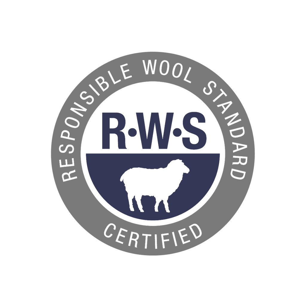 Responsible Wool Standard (RWS) logo, blue and grey, on a transparent background