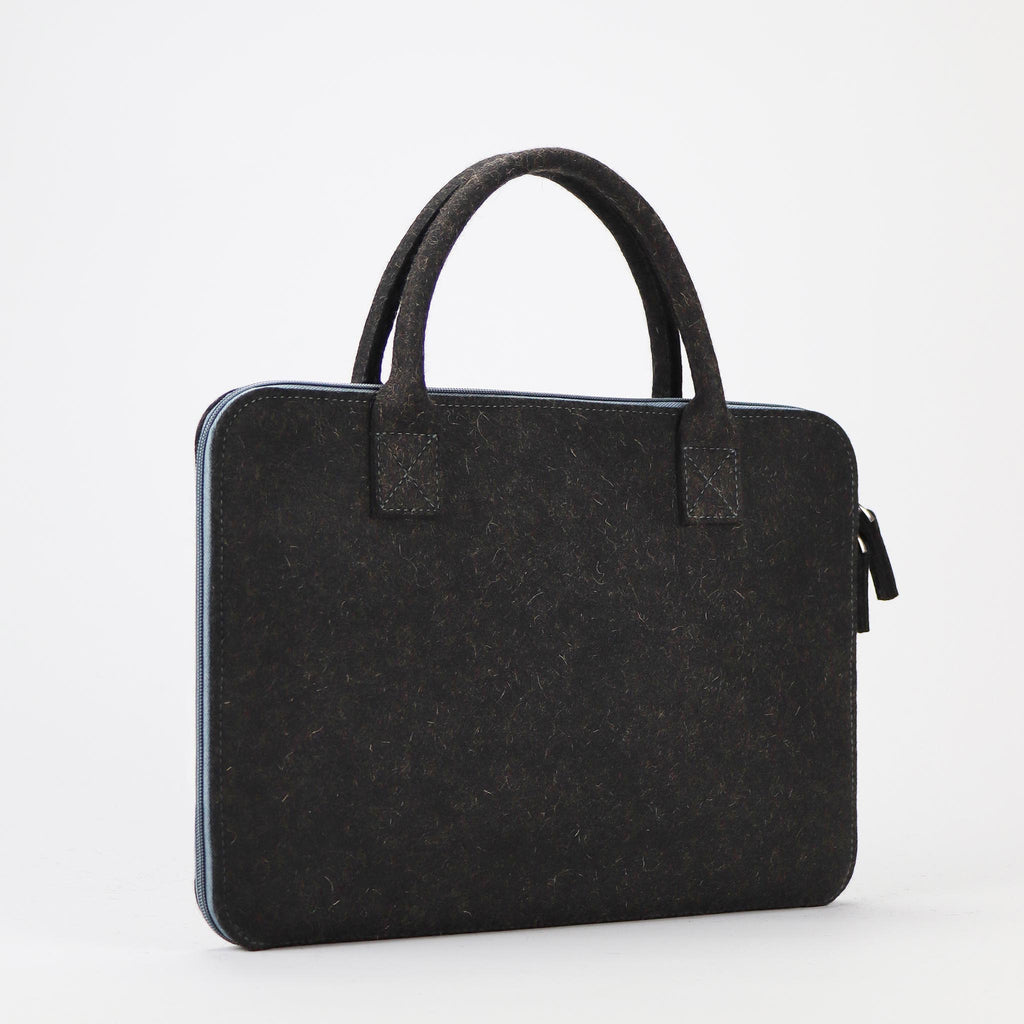 anthracite wool felt laptop bag 14 inch standing back eKodoKi WOOLI