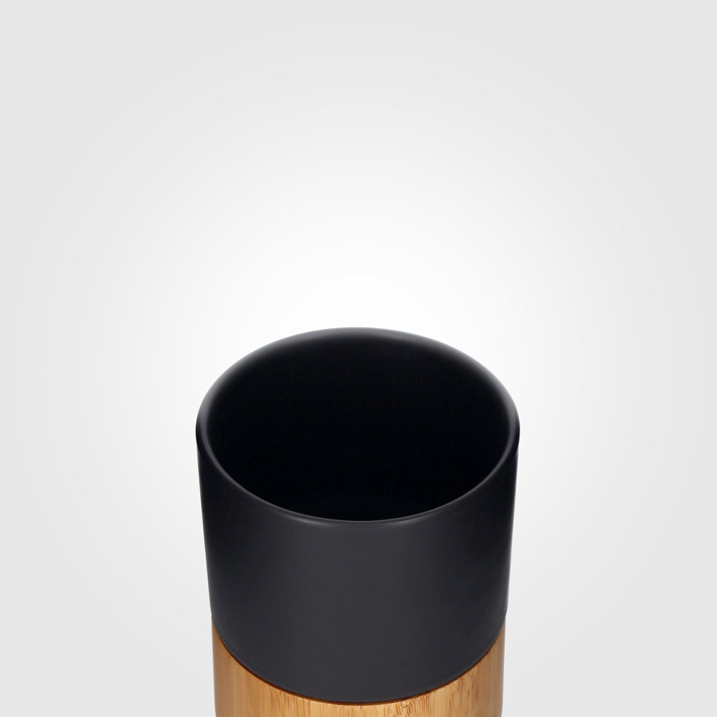 black ceramic and bamboo cup 250ml top detail eKodoKi COZO