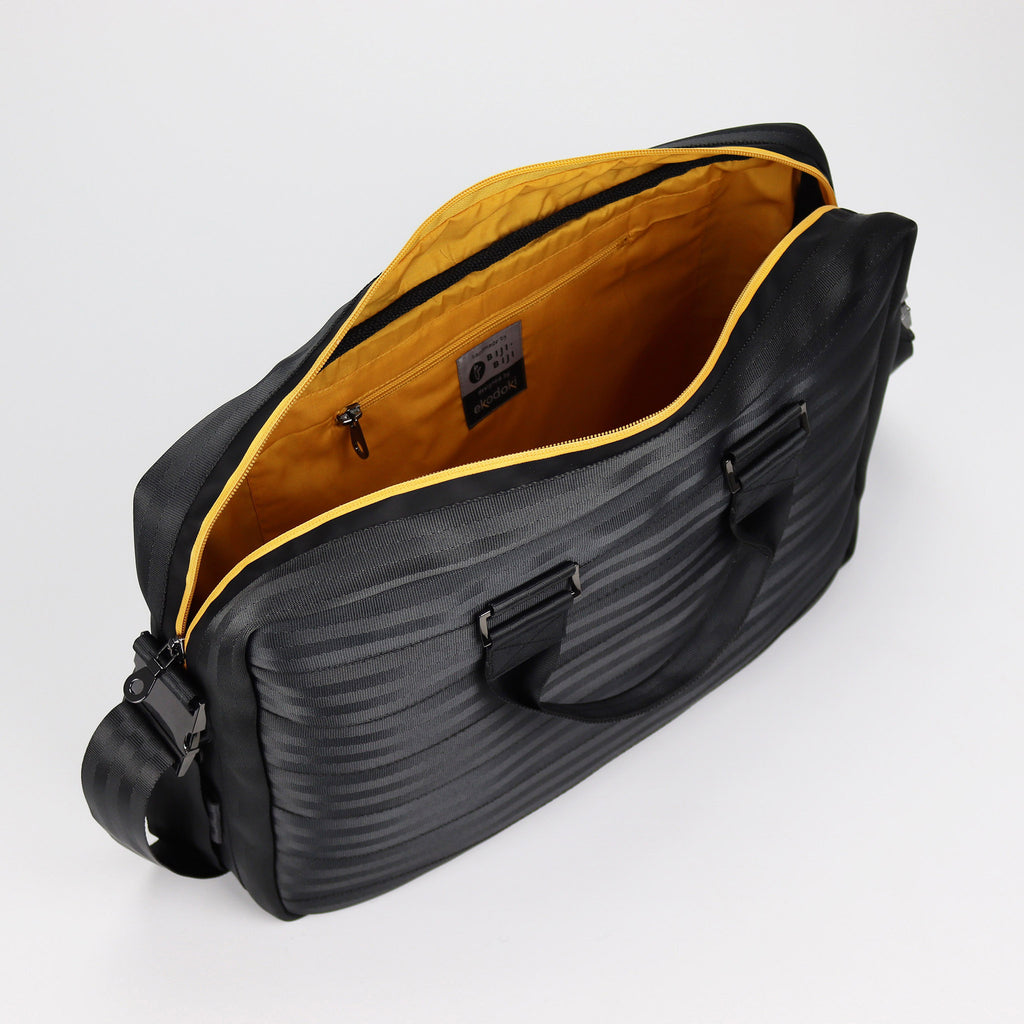 black seatbelt briefcase L inner zipped pocket eKodoKi RE-BELT