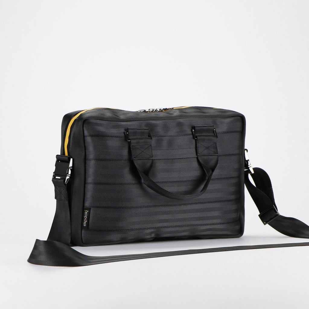black seatbelt briefcase M front handles down eKodoKi RE-BELT