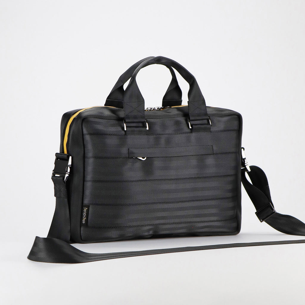 black seatbelt briefcase M front handles up eKodoKi RE-BELT