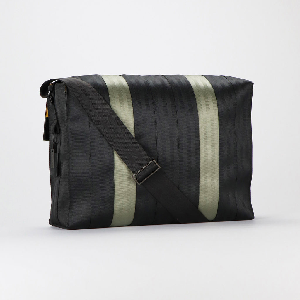 black seatbelt messenger bag L back featuring strap eKodoKi RE-BELT