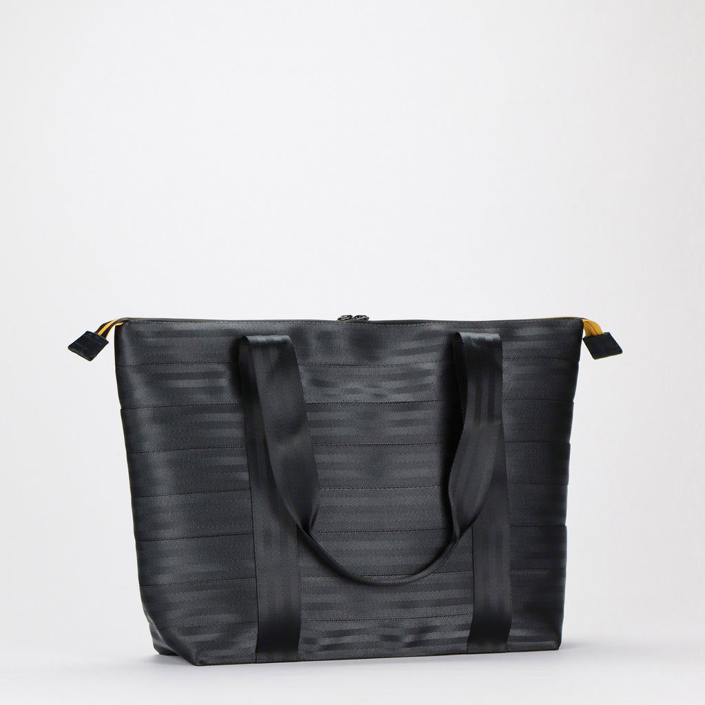 black seatbelt tote bag L back handles down eKodoKi RE-BELT