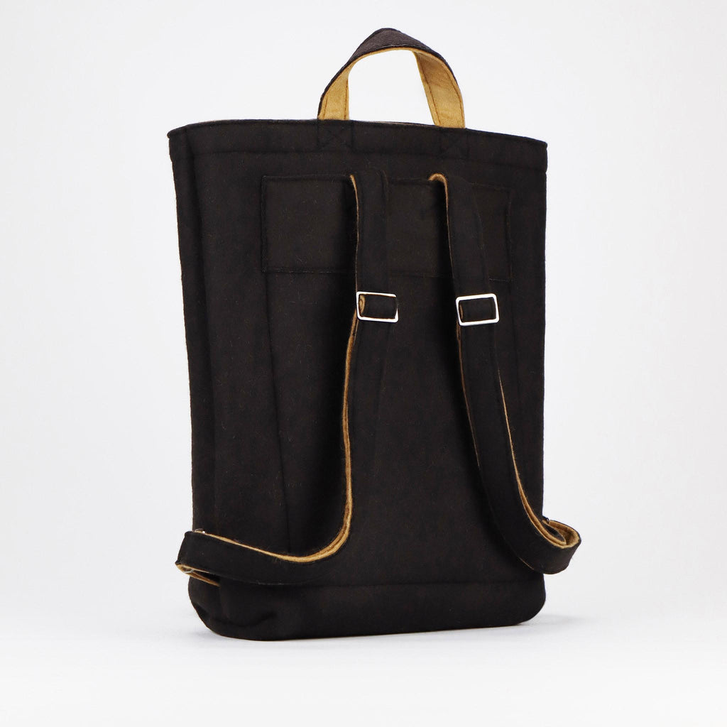 black wool felt courier backpack back eKodoKi WOOLI