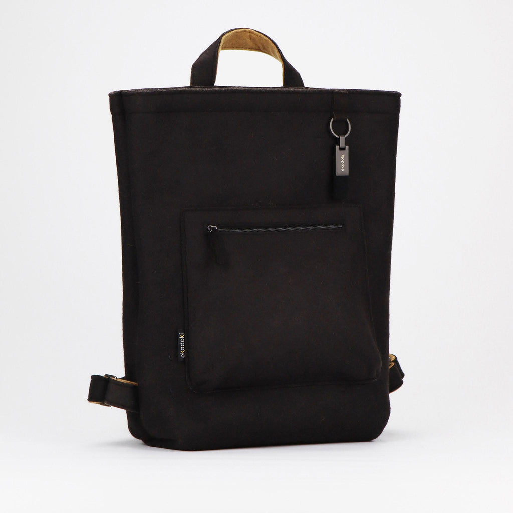 black wool felt courier backpack front eKodoKi WOOLI