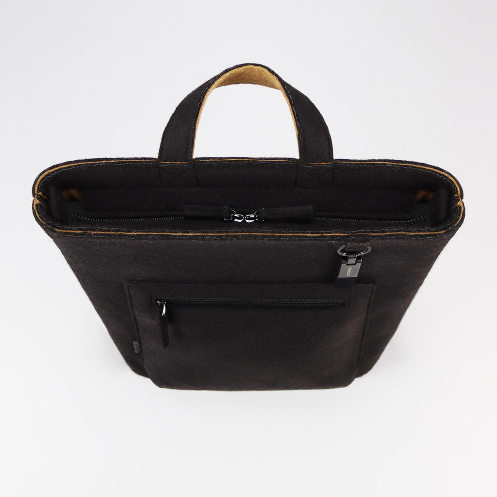 black wool felt courier backpack top closed eKodoKi WOOLI