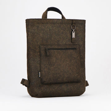 brown wool felt courier backpack front eKodoKi WOOLI
