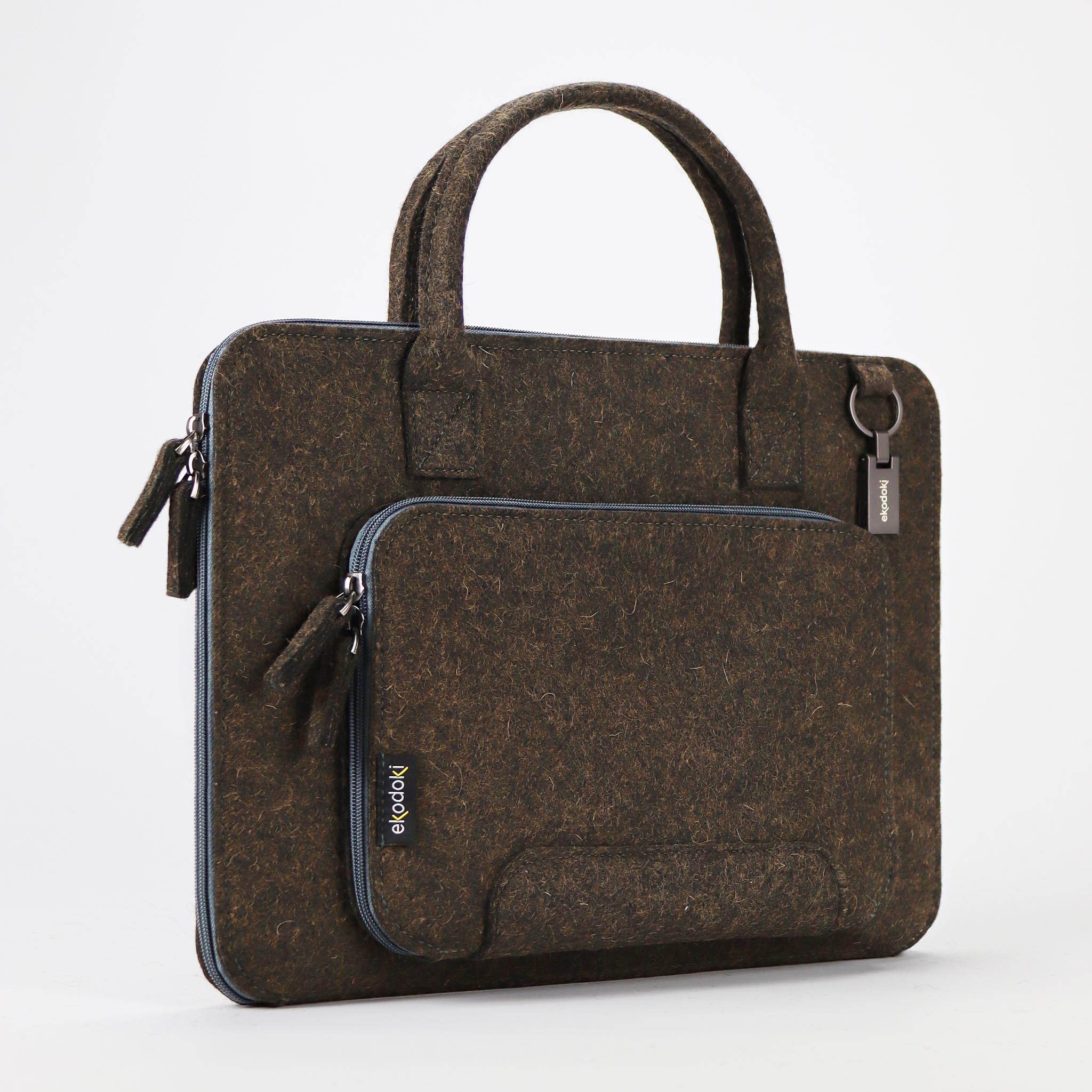 Laptop Bag 15” Wool Felt Brown eKodoKi® - Main Image