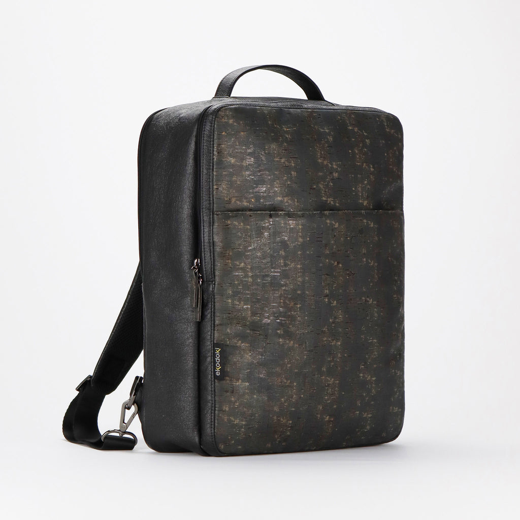 cork backpack L black washed pattern front eKodoKi KWORK