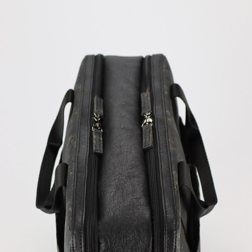 cork briefcase L black washed pattern zippers detail eKodoKi KWORK