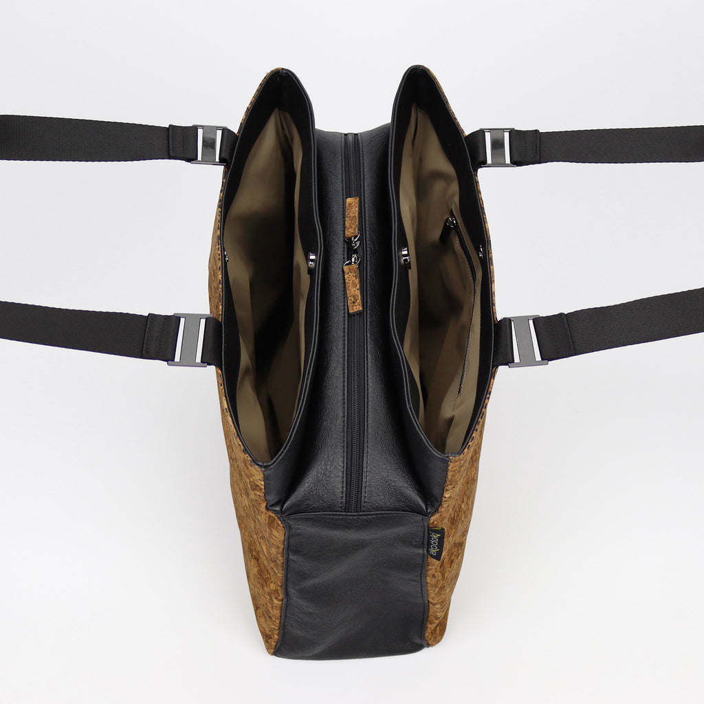 cork shoulder bag L sienna flocked pattern side compartments eKodoKi KWORK