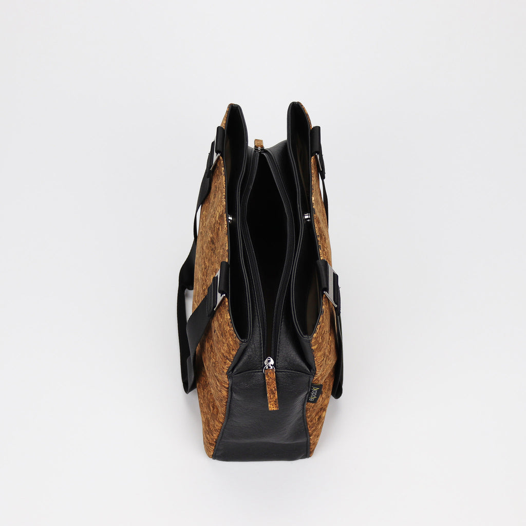 cork shoulder bag M sienna flocked pattern middle compartment eKodoKi KWORK