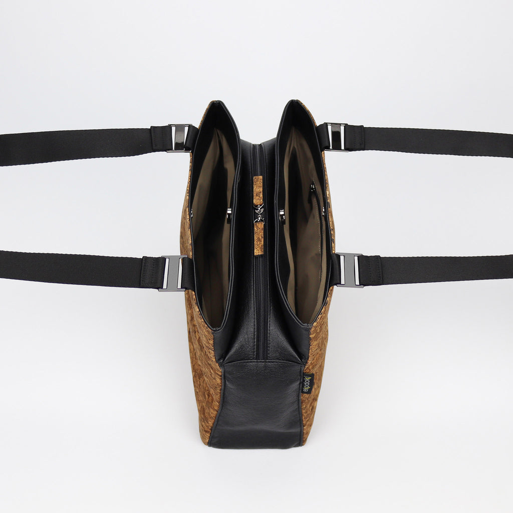 cork shoulder bag M sienna flocked pattern side compartments eKodoKi KWORK