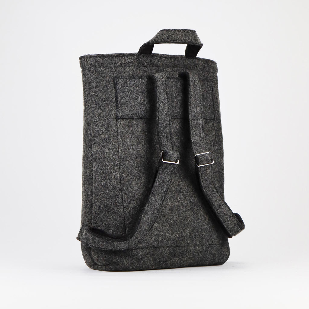 grey wool felt courier backpack back eKodoKi WOOLI