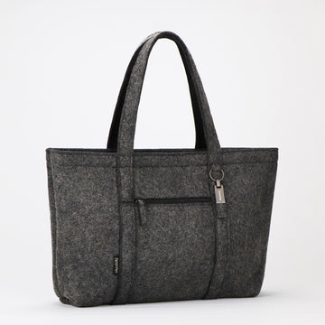 grey wool felt tote bag L front handles up eKodoKi WOOLI