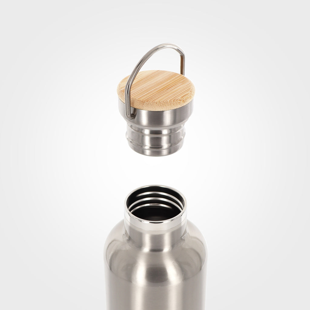 reusable brushed stainless steel insulated bottle 1000ml 100cl 1L 34oz cap off eKodoKi THERMOS