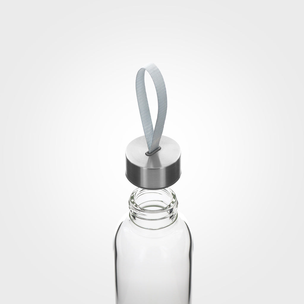 reusable glass water bottle 550ml aluminium cap off eKodoKi HYDRO