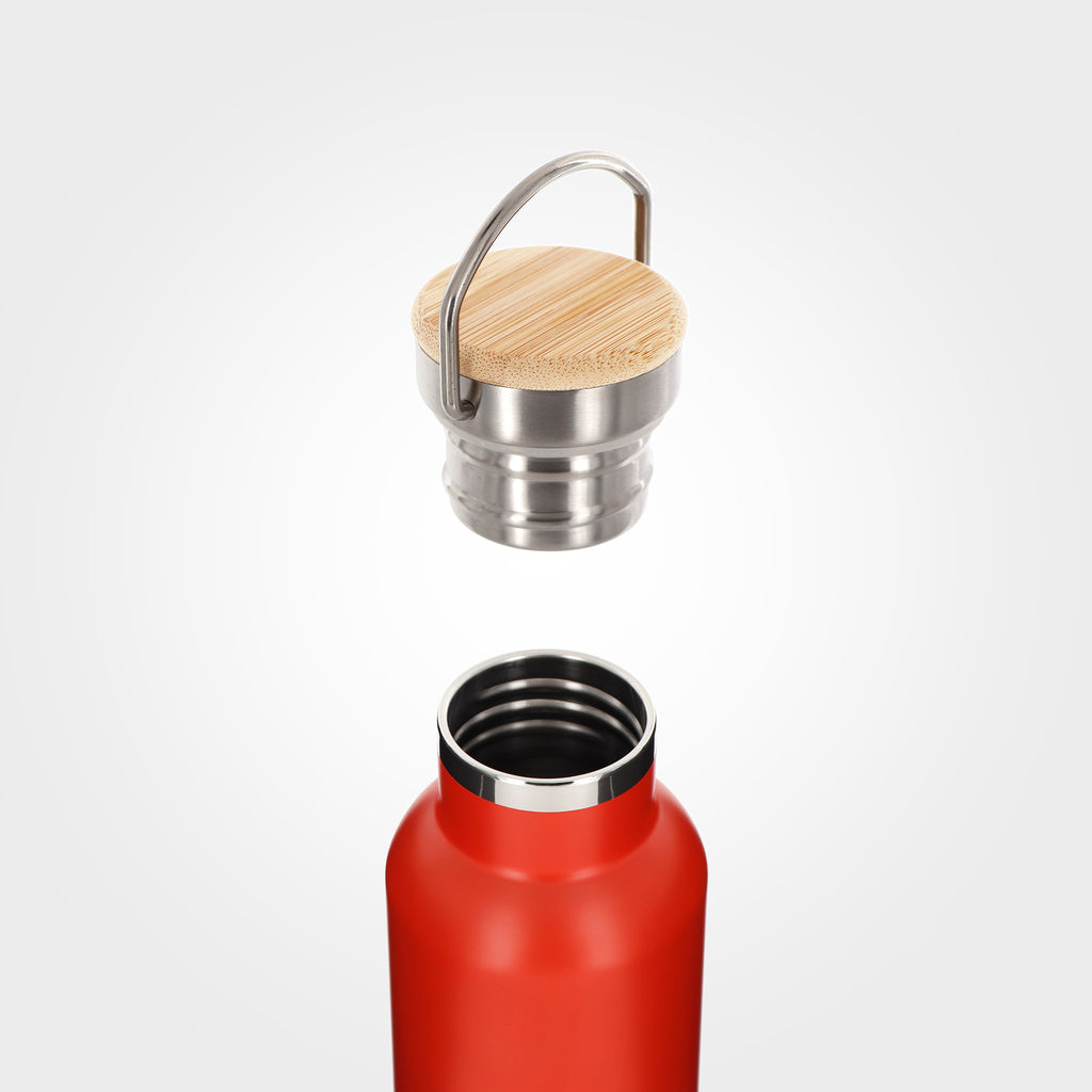 reusable red stainless steel insulated bottle 600ml 60cl 20oz cap off eKodoKi THERMOS