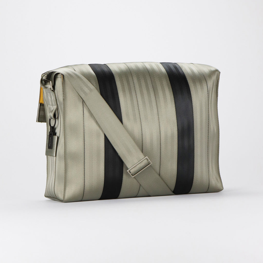 sand seatbelt messenger bag L back featuring strap eKodoKi RE-BELT