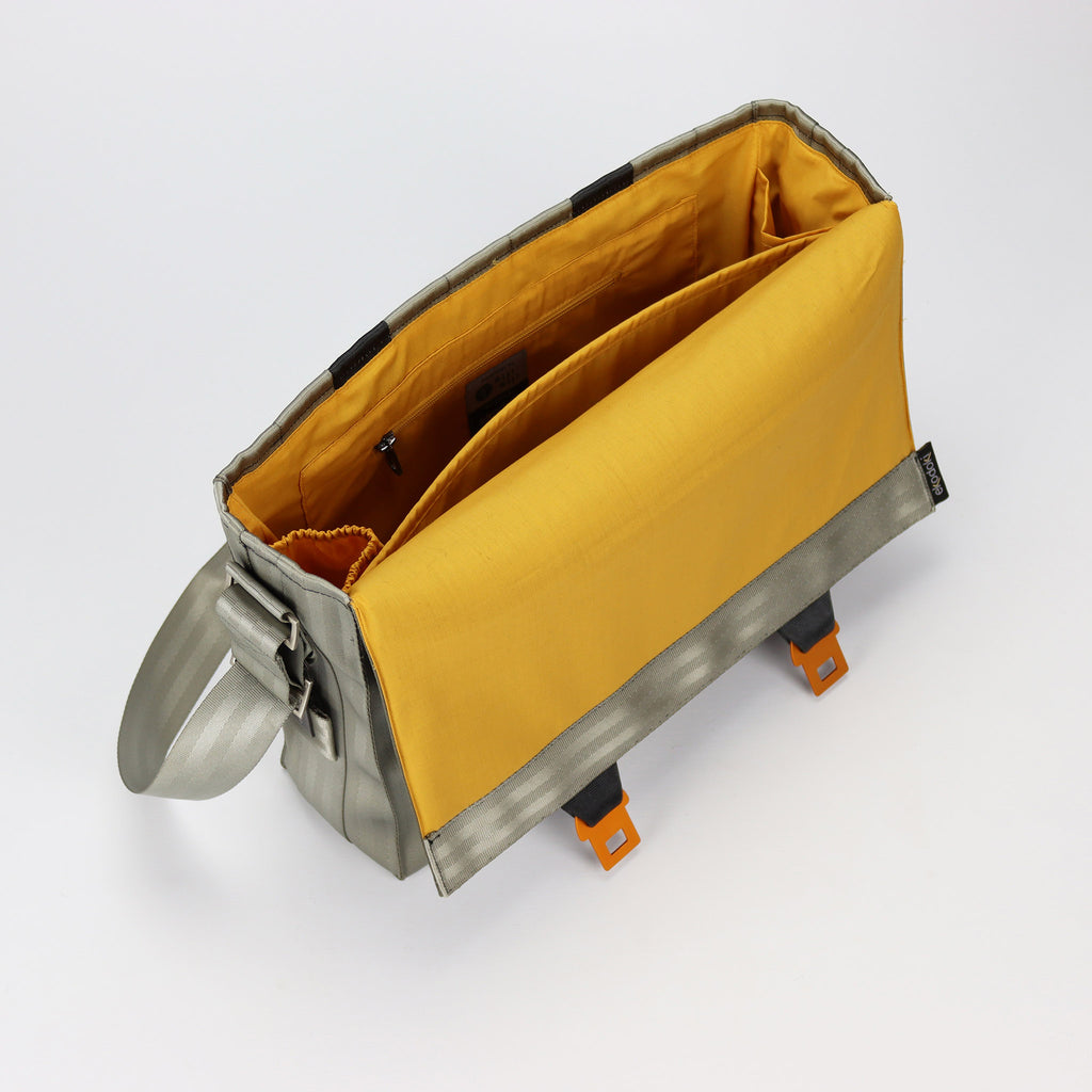 sand seatbelt messenger bag L inside back eKodoKi RE-BELT