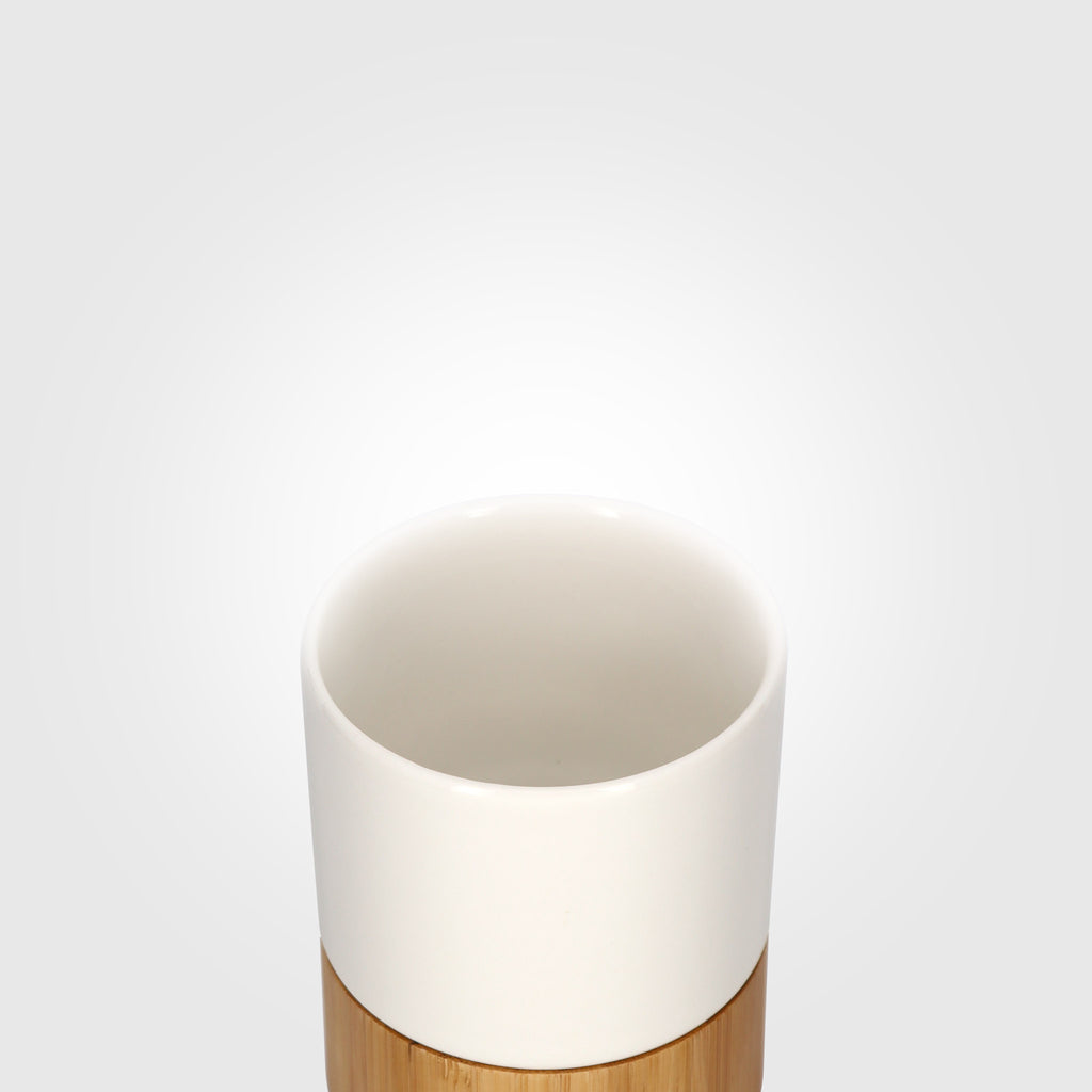 white ceramic and bamboo cup 250ml top detail eKodoKi COZO