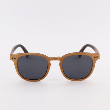 wooden sunglasses pantos style maple wood smoke lenses front view eKodoKi COSMO
