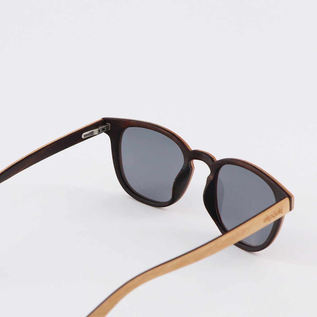 wooden sunglasses pantos style maple wood smoke lenses inside view eKodoKi COSMO