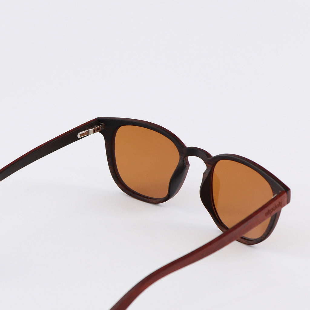 wooden sunglasses pantos style redwood wood brown lenses inside view eKodoKi COSMO